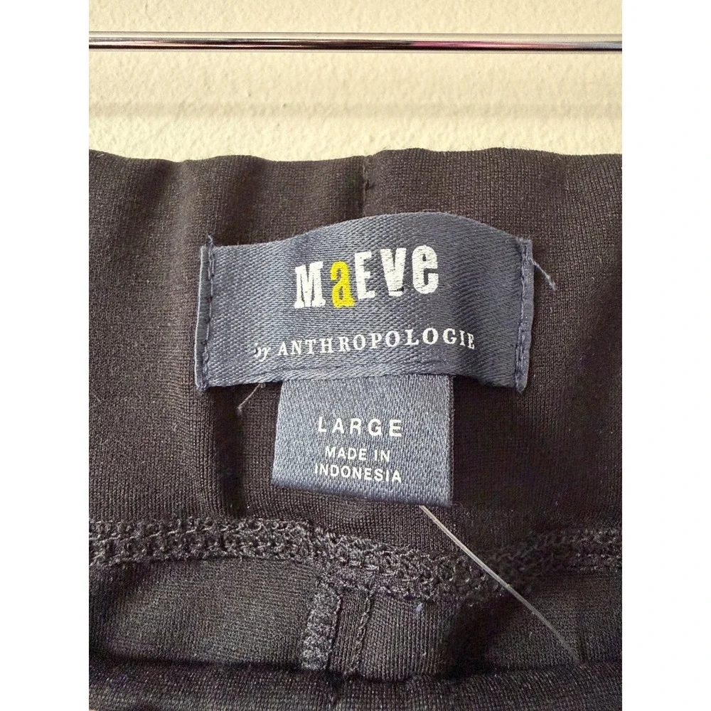 Maeve Anthropologie Pull On Flare Pants Large Black High Rise Stretch Trousers